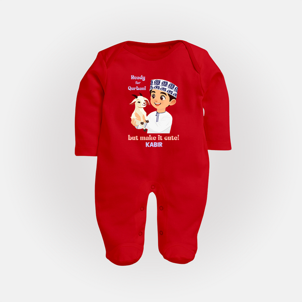 Ready for Qurbani Cute Boy Personalized Kids Fullbody suit - RED - New Born (Chest 7.5")