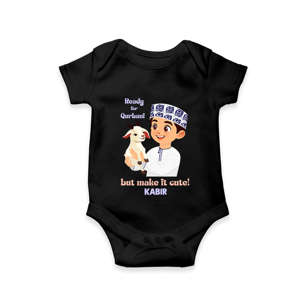 Ready for Qurbani Cute Boy Personalized Kids Romper - BLACK - New Born (Chest 14")
