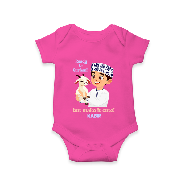Ready for Qurbani Cute Boy Personalized Kids Romper - HOT PINK - New Born (Chest 14")