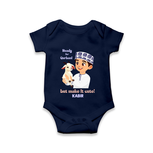 Ready for Qurbani Cute Boy Personalized Kids Romper - NAVY BLUE - New Born (Chest 14")