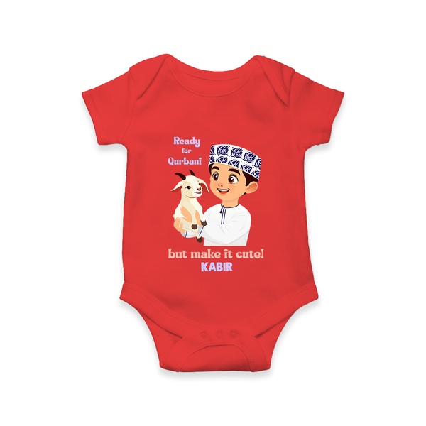 Ready for Qurbani Cute Boy Personalized Kids Romper - RED - New Born (Chest 14")