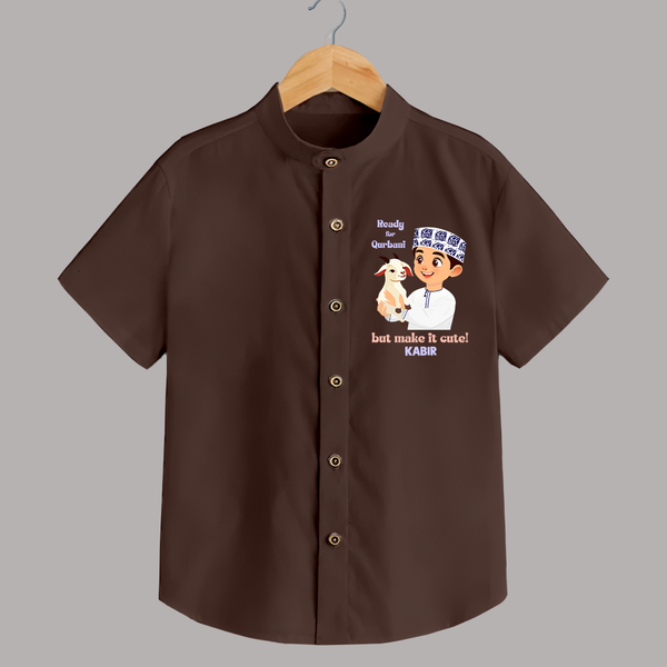 Ready for Qurbani Cute Boy Personalized Kids Shirt - CHOCOLATE BROWN - 0 - 6 Months Old (Chest 23")