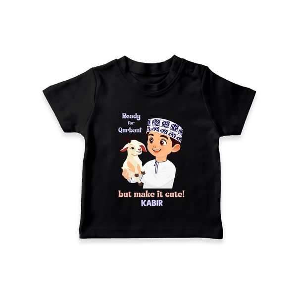 Ready for Qurbani Cute Boy Personalized Kids T-Shirt - BLACK - 0-5 Months Old (Chest 17")
