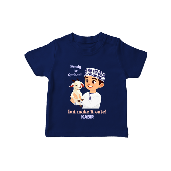Ready for Qurbani Cute Boy Personalized Kids T-Shirt - NAVY BLUE - 0-5 Months Old (Chest 17")