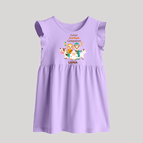 Cutest Qurbani Companion Personalized Eid Kids Baby frock - LILAC - 0 - 3 Months Old (Chest 17")