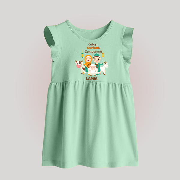 Cutest Qurbani Companion Personalized Eid Kids Baby frock - MINT GREEN - 0 - 3 Months Old (Chest 17")
