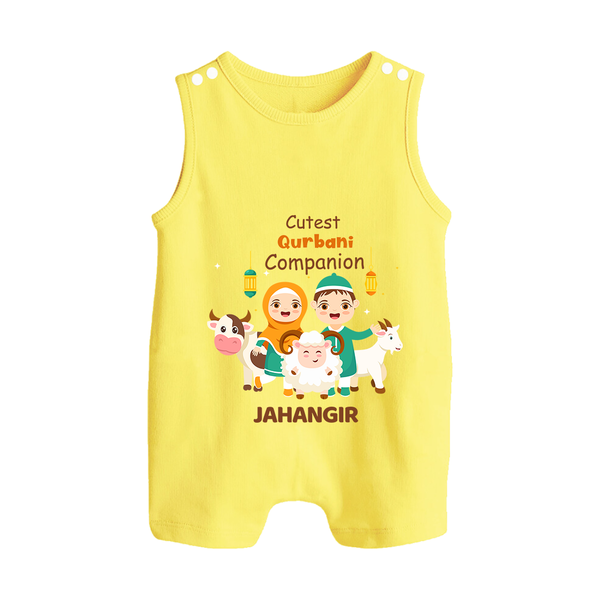 Cutest Qurbani Companion Personalized Eid Kids Romper Suit - PASTEL YELLOW - 0 - 5 Months Old (Chest 18")