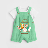 Cutest Qurbani Companion Personalized Eid Kids Dungaree - GREEN - 0 - 5 Months Old (Chest 18")