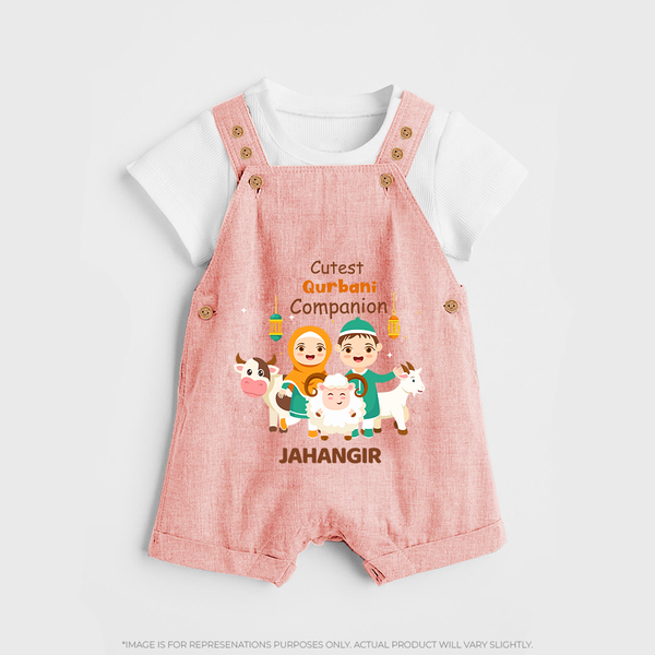 Cutest Qurbani Companion Personalized Eid Kids Dungaree - PEACH - 0 - 5 Months Old (Chest 18")