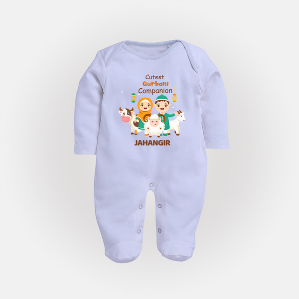 Cutest Qurbani Companion Personalized Eid Kids Fullbody suit - BABY BLUE - New Born (Chest 7.5")