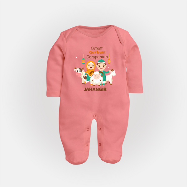 Cutest Qurbani Companion Personalized Eid Kids Fullbody suit - PEACH - New Born (Chest 7.5")