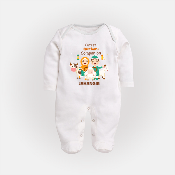 Cutest Qurbani Companion Personalized Eid Kids Fullbody suit - WHITE - New Born (Chest 7.5")