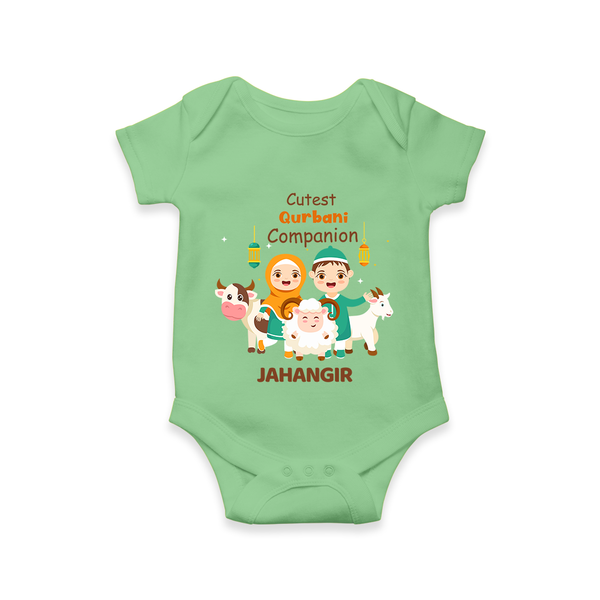 Cutest Qurbani Companion Personalized Eid Kids Romper - GREEN - New Born (Chest 14")