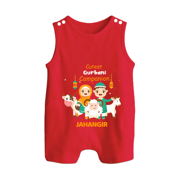 Cutest Qurbani Companion Personalized Eid Kids Romper Suit - RED - 0 - 5 Months Old (Chest 18")