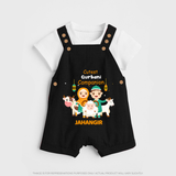Cutest Qurbani Companion Personalized Eid Kids Dungaree - BLACK - 0 - 5 Months Old (Chest 18")