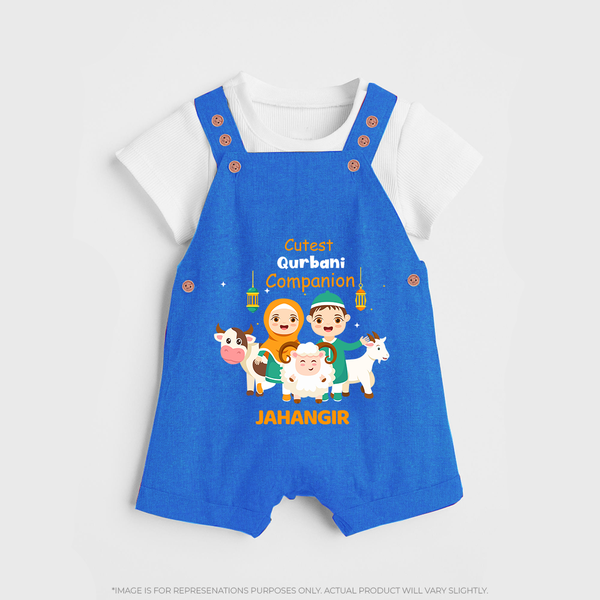 Cutest Qurbani Companion Personalized Eid Kids Dungaree - COBALT BLUE - 0 - 5 Months Old (Chest 18")