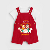 Cutest Qurbani Companion Personalized Eid Kids Dungaree - RED - 0 - 5 Months Old (Chest 18")