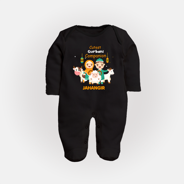 Cutest Qurbani Companion Personalized Eid Kids Fullbody suit - BLACK - New Born (Chest 7.5")