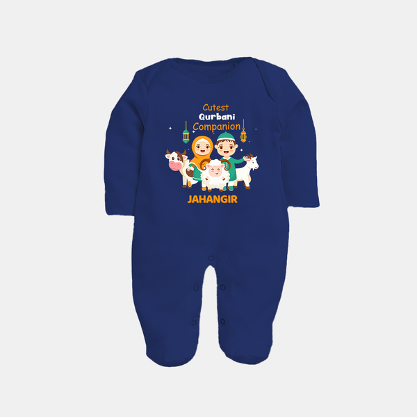Cutest Qurbani Companion Personalized Eid Kids Fullbody suit - NAVY BLUE - New Born (Chest 7.5")