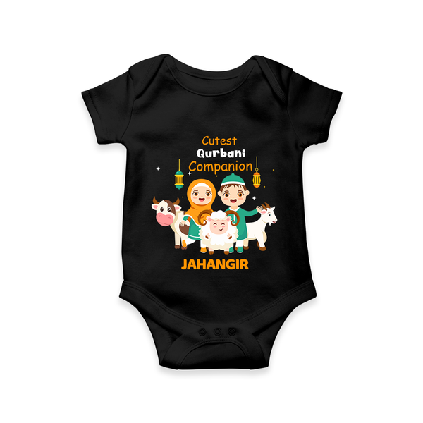 Cutest Qurbani Companion Personalized Eid Kids Romper - BLACK - New Born (Chest 14")