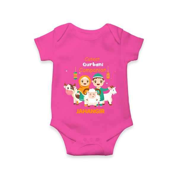 Cutest Qurbani Companion Personalized Eid Kids Romper - HOT PINK - New Born (Chest 14")