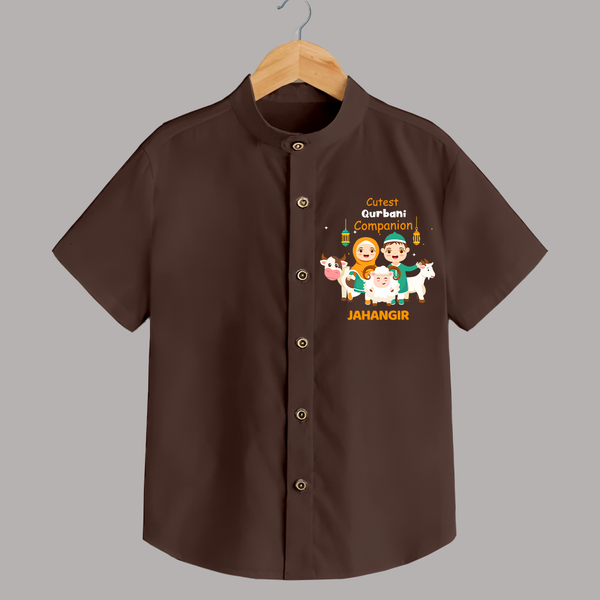Cutest Qurbani Companion Personalized Eid Kids Shirt - CHOCOLATE BROWN - 0 - 6 Months Old (Chest 23")