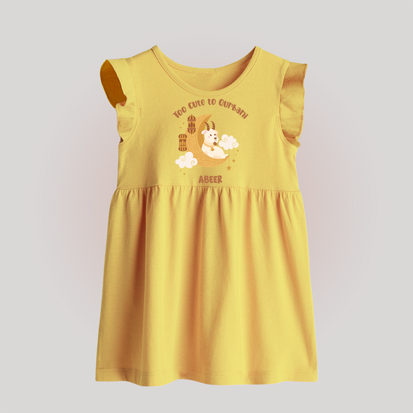 Too Cute to Qurbani Personalized Eid Baby frock - PASTEL YELLOW - 0 - 3 Months Old (Chest 17")