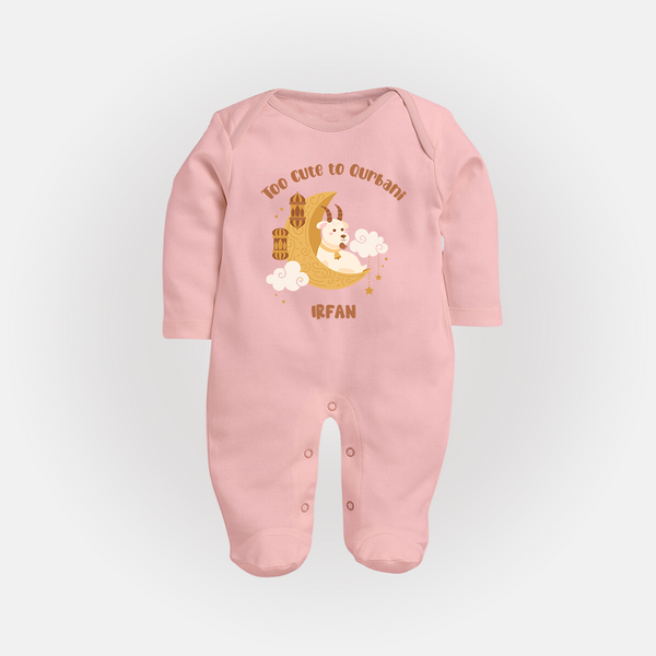 Too Cute to Qurbani Personalized Eid Fullbody suit - BABY PINK - New Born (Chest 7.5")