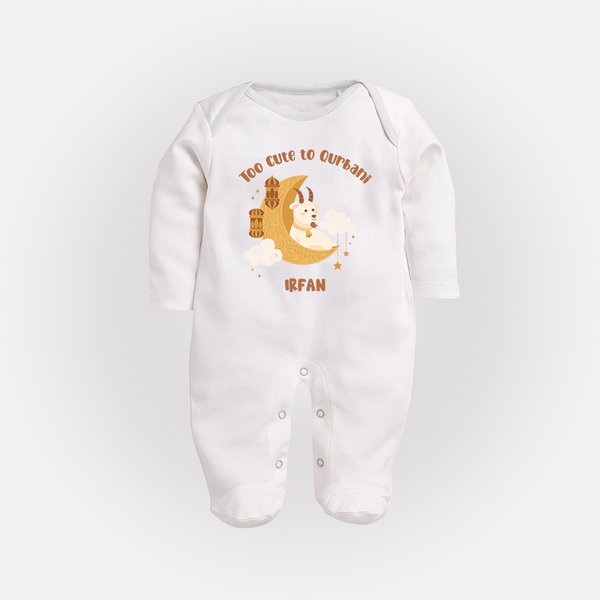 Too Cute to Qurbani Personalized Eid Fullbody suit - WHITE - New Born (Chest 7.5")