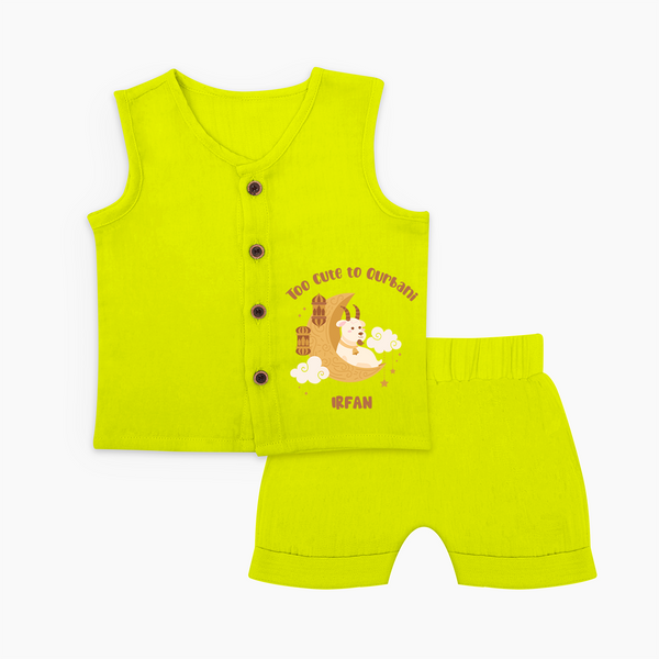 Too Cute to Qurbani Personalized Eid Jabla Set - LIME GREEN - 0 - 3 Months Old (Chest 9.8")