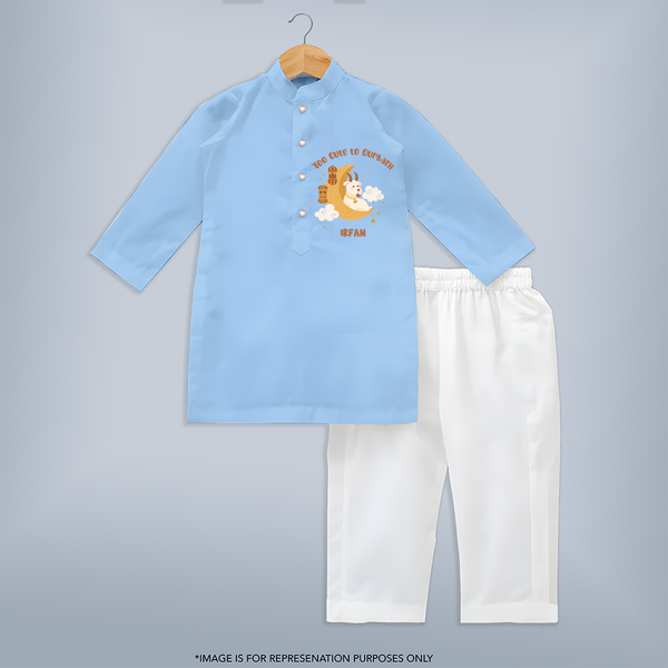 Too Cute to Qurbani Personalized Eid Kurta - BABY BLUE - 3 - 6 Months Old (Chest 24", Kurta Length 14'', Waist 19", Pant Length 14")