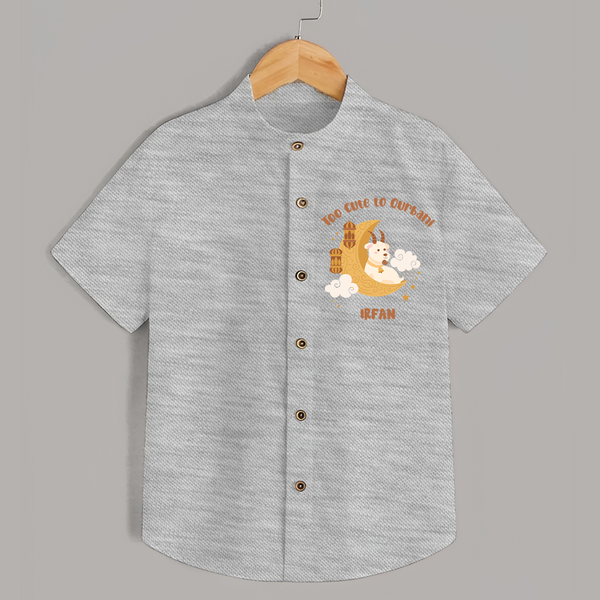 Too Cute to Qurbani Personalized Eid Shirt - GREY - 0 - 6 Months Old (Chest 23")