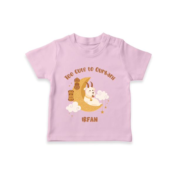 Too Cute to Qurbani Personalized Eid T-Shirt - BABY PINK - 0-5 Months Old (Chest 17")