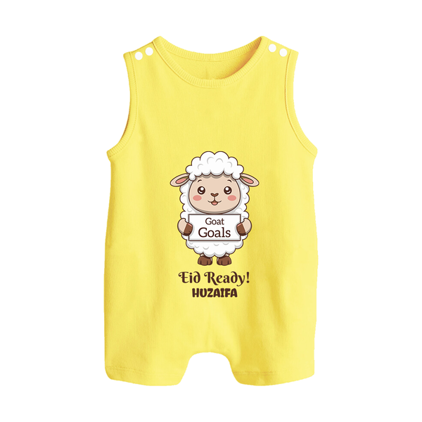 Goat Goals Eid Ready Personalized Kids Romper Suit - PASTEL YELLOW - 0 - 5 Months Old (Chest 18")