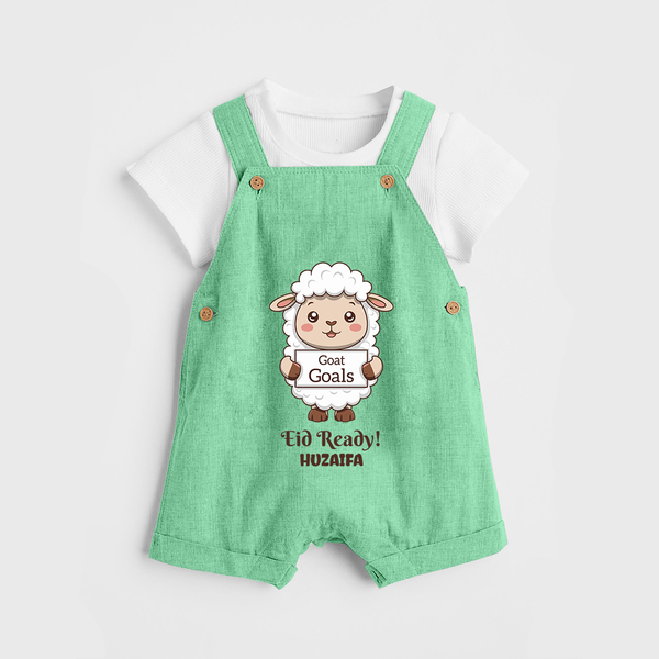 Goat Goals Eid Ready Personalized Kids Dungaree - GREEN - 0 - 5 Months Old (Chest 18")