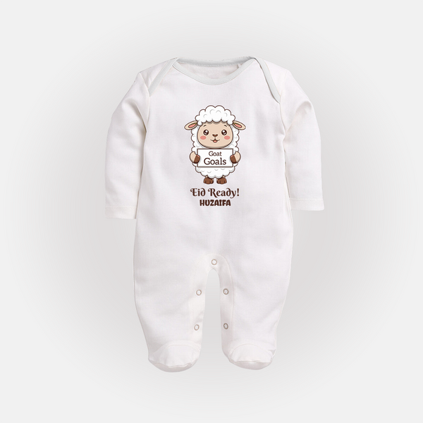 Goat Goals Eid Ready Personalized Kids Fullbody suit - WHITE - New Born (Chest 7.5")