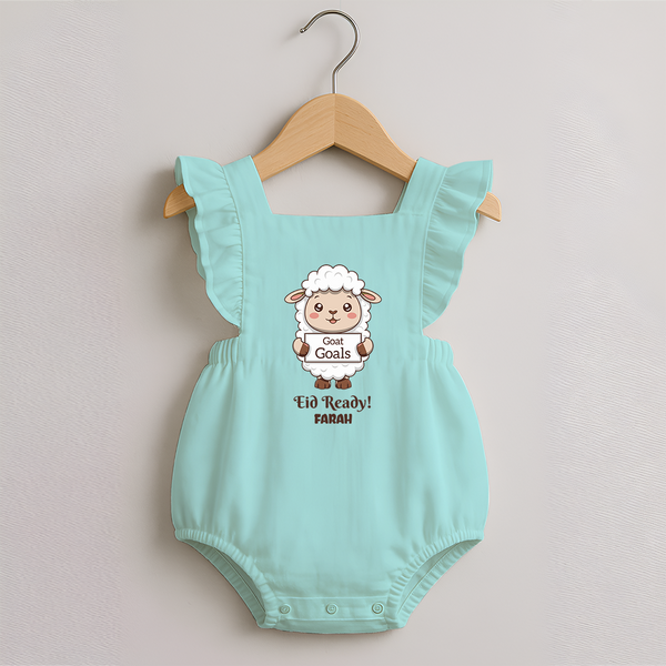 Goat Goals Eid Ready Personalized Kids Romper frock - MINT GREEN - 0 - 3 Months Old (Chest 19")