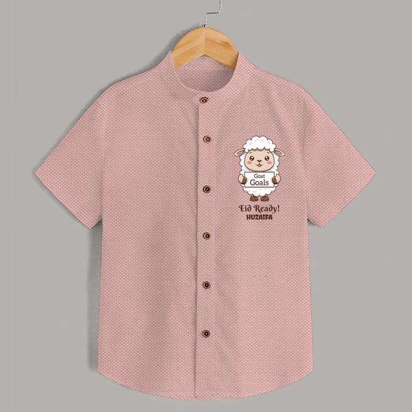 Goat Goals Eid Ready Personalized Kids Shirt - PEACH - 0 - 6 Months Old (Chest 23")