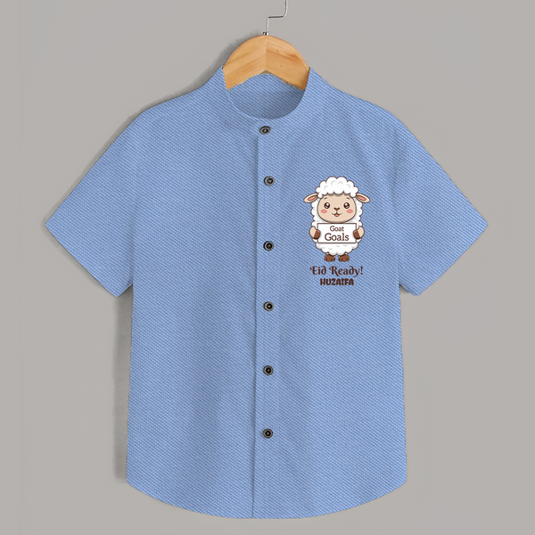 Goat Goals Eid Ready Personalized Kids Shirt - SKY BLUE - 0 - 6 Months Old (Chest 23")