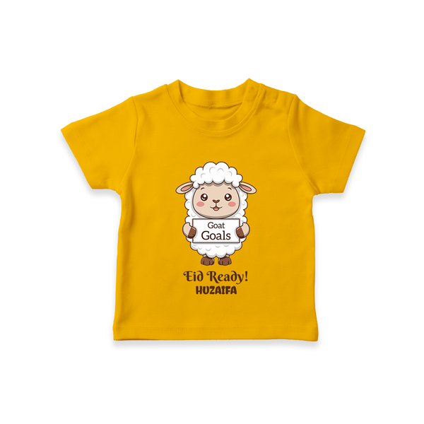 Goat Goals Eid Ready Personalized Kids T-Shirt - CHROME YELLOW - 0-5 Months Old (Chest 17")