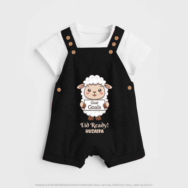 Goat Goals Eid Ready Personalized Kids Dungaree - BLACK - 0 - 5 Months Old (Chest 18")