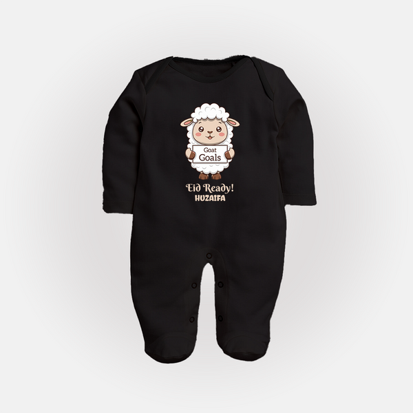 Goat Goals Eid Ready Personalized Kids Fullbody suit - BLACK - New Born (Chest 7.5")