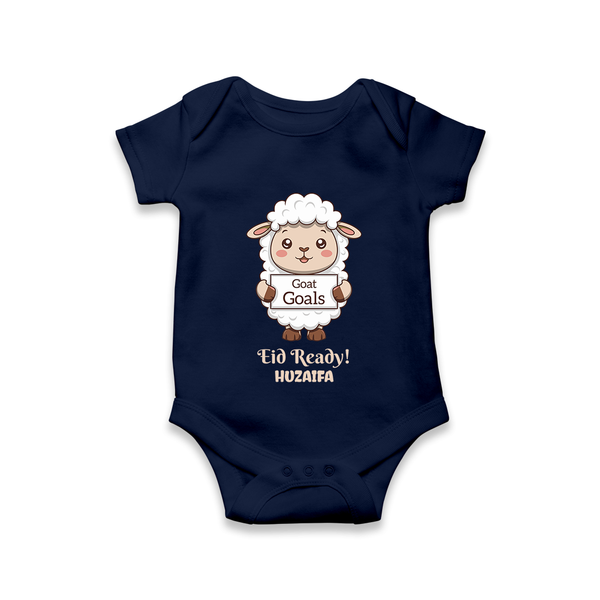 Goat Goals Eid Ready Personalized Kids Romper - NAVY BLUE - New Born (Chest 14")