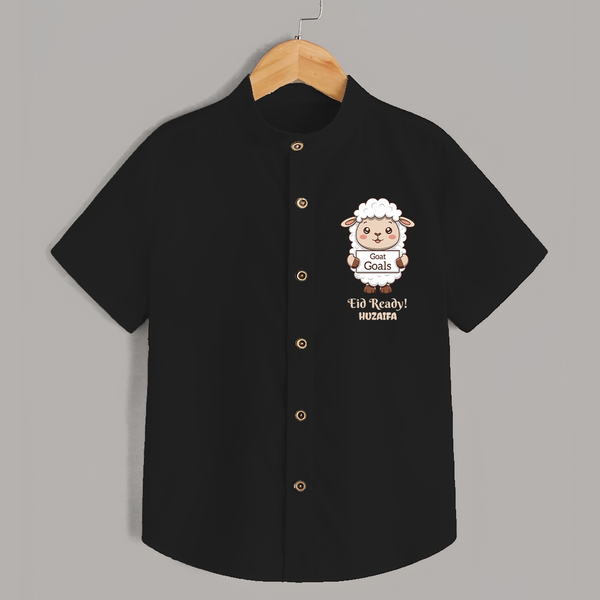 Goat Goals Eid Ready Personalized Kids Shirt - BLACK - 0 - 6 Months Old (Chest 23")