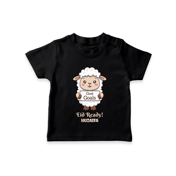Goat Goals Eid Ready Personalized Kids T-Shirt - BLACK - 0-5 Months Old (Chest 17")