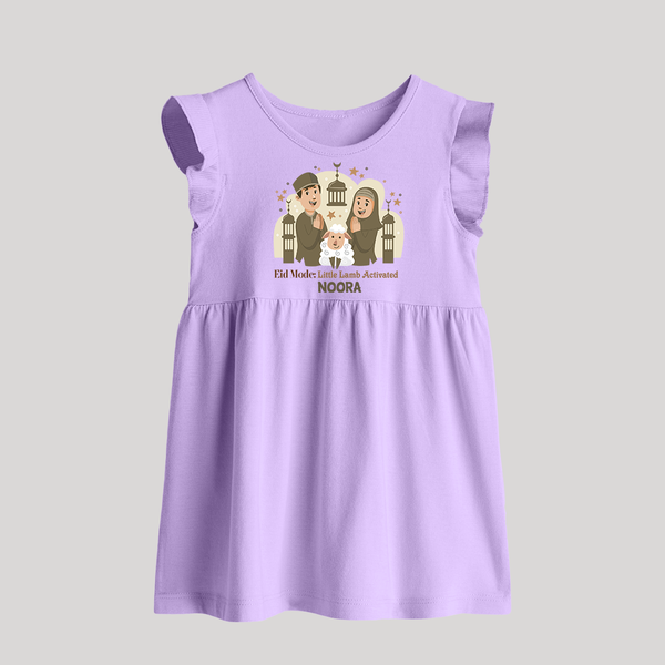 Eid Mode Activated Personalized Family Theme Kids Baby frock - LILAC - 0 - 3 Months Old (Chest 17")