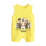 Eid Mode Activated Personalized Family Theme Kids Romper Suit - PASTEL YELLOW - 0 - 5 Months Old (Chest 18")
