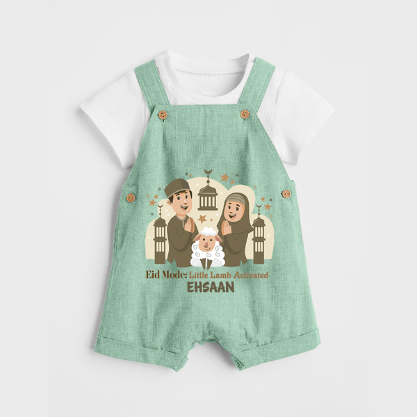 Eid Mode Activated Personalized Family Theme Kids Dungaree - MINT GREEN - 0 - 5 Months Old (Chest 18")