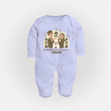 Eid Mode Activated Personalized Family Theme Kids Fullbody suit - BABY BLUE - New Born (Chest 7.5")