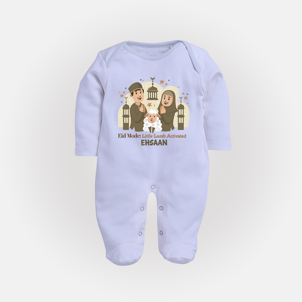 Eid Mode Activated Personalized Family Theme Kids Fullbody suit - BABY BLUE - New Born (Chest 7.5")